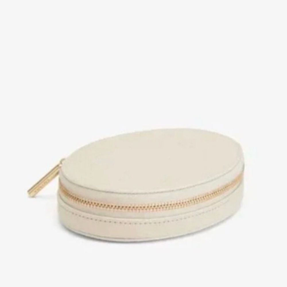 CUYANA Ecru Leather Travel Jewelry Case
